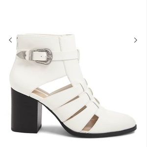 White Buckled Cut Out Pointed Toe Booties